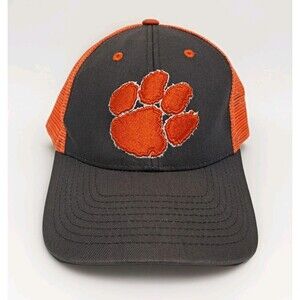 Clemson University Tigers Trucker Hat Snapback Orange Mesh Cap Paw Logo Zephyr